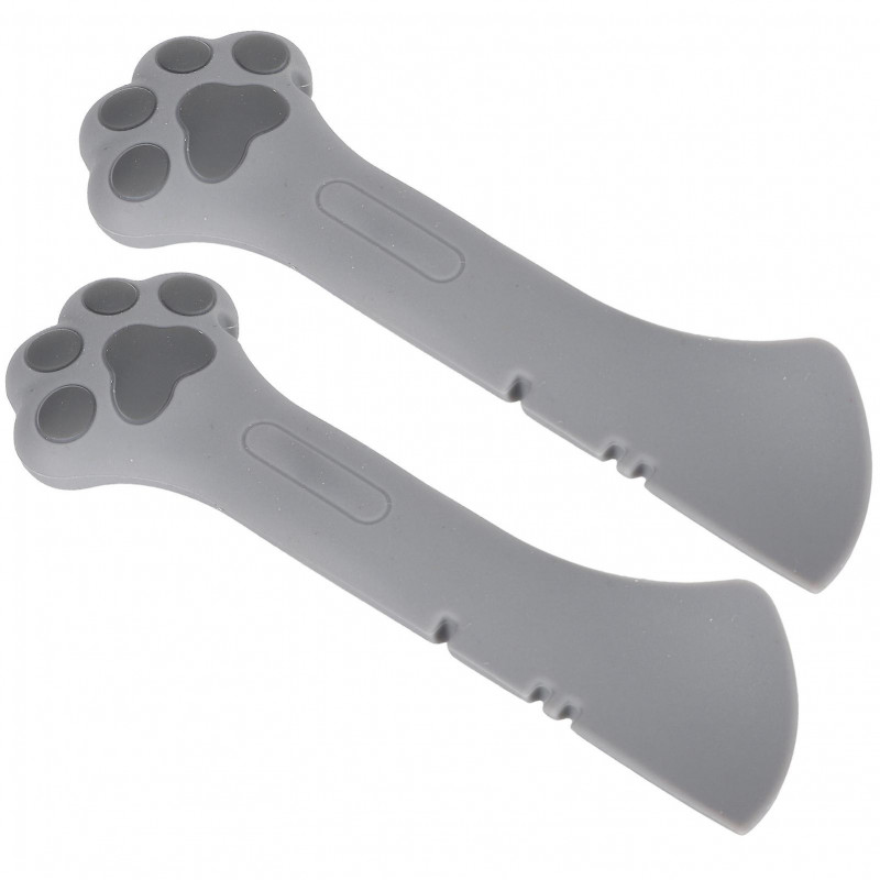 2pcs Multifunction Pet Cat Paw Can Opener Food Spoon Silicone Lightweight Washable for Cat