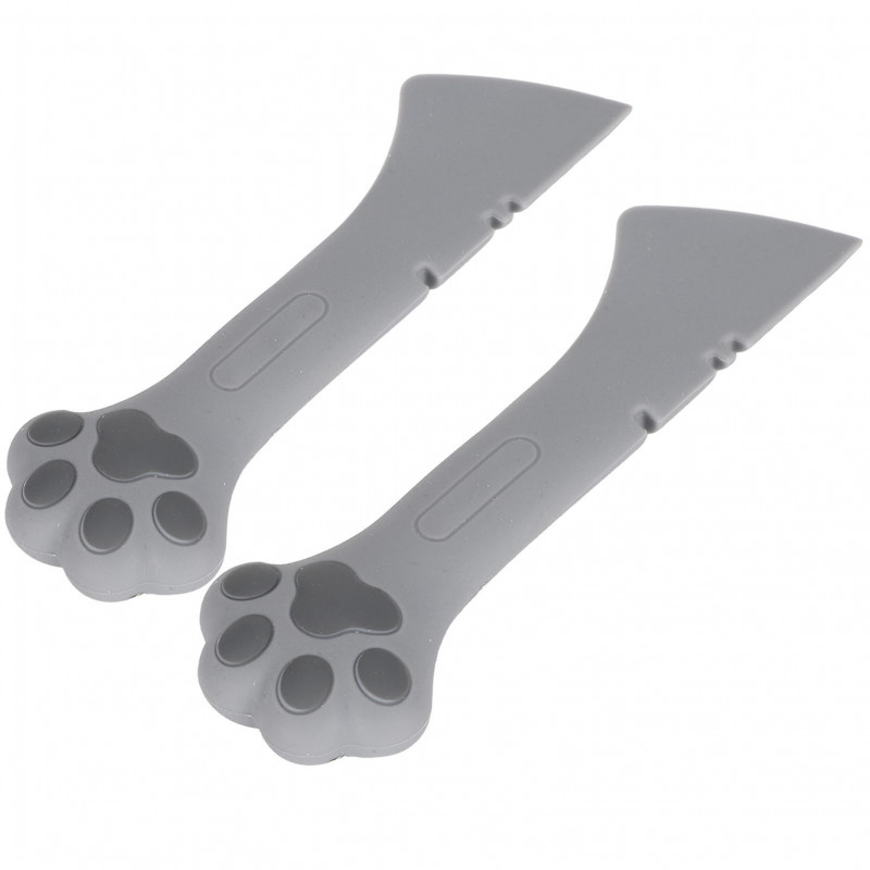 2pcs Multifunction Pet Cat Paw Can Opener Food Spoon Silicone Lightweight Washable for Cat