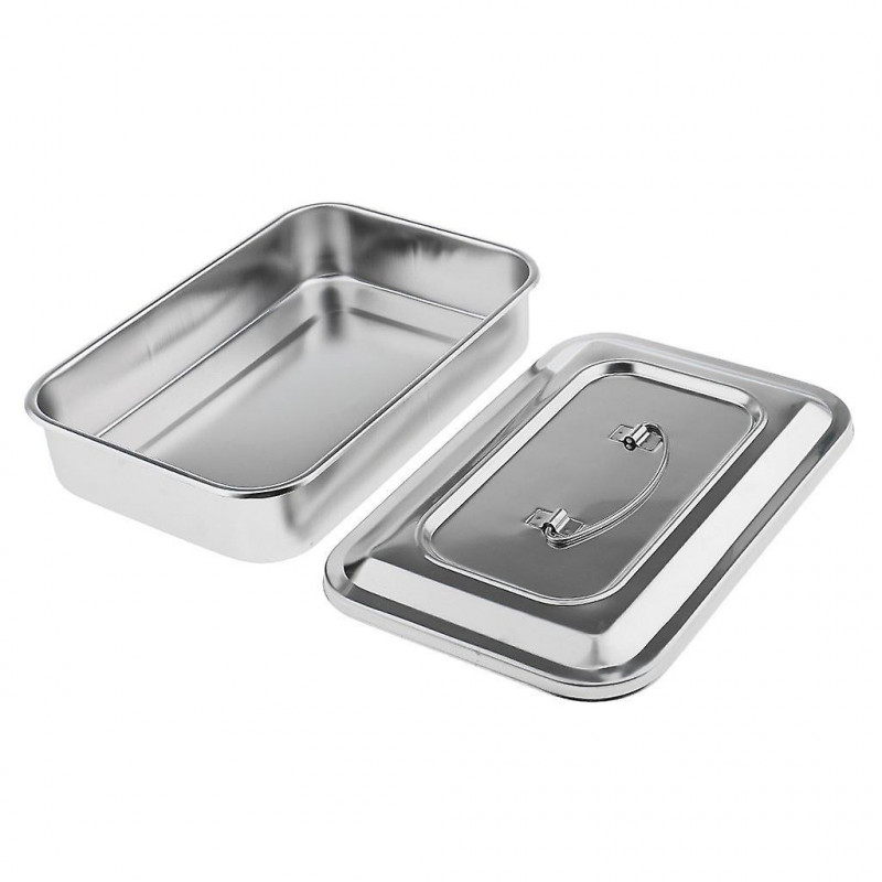 Stainless Steel Container Organizer Box Instrument Tray To Storage Box With Lid Tools Cans - 9 inch