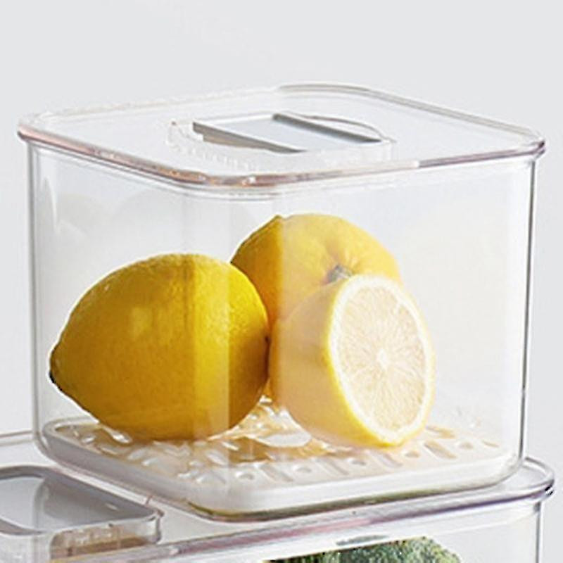 2pcs Fresh-keeping Box Drain Refrigerator Storage Box With Lid