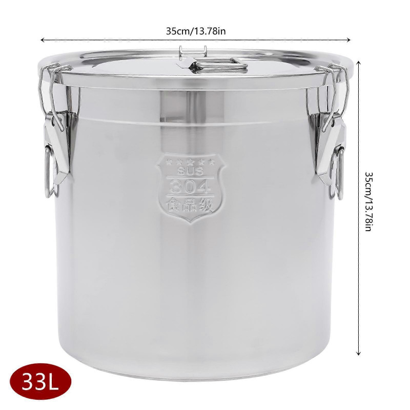 33L Stainless Steel Airtight Cereal Container Storage Bin