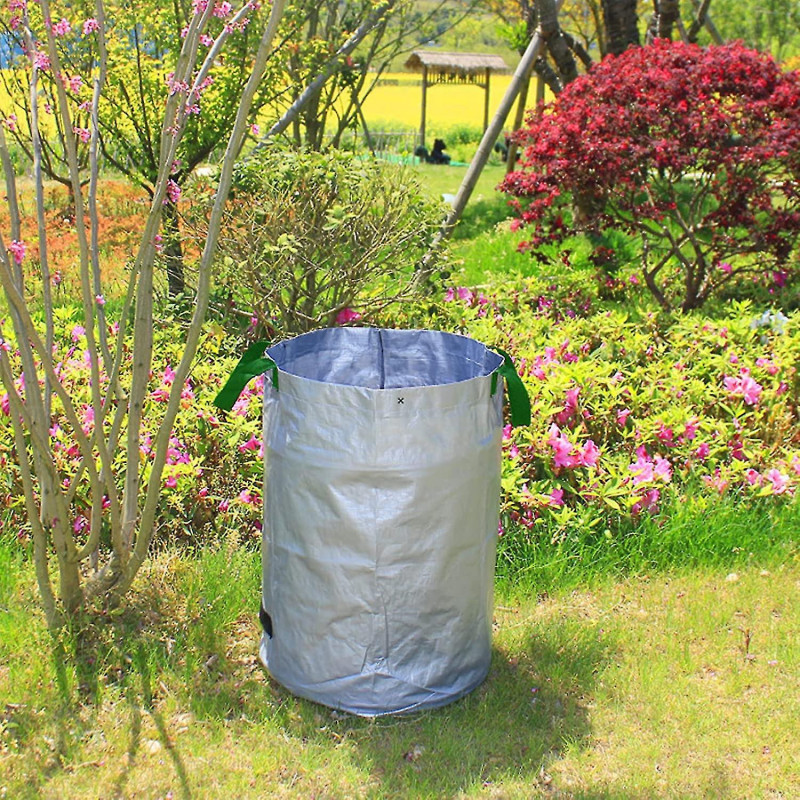 Pack 120l Garden Waste Bags Reusable Tear Resistant Waterproof With Handles Waste Collection Bin For Lawn Pool 45 X 63cm