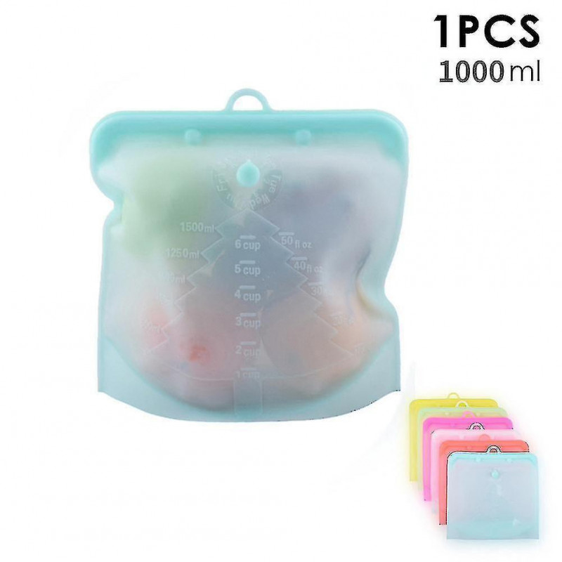 1pcs Silicone Food Storage Bag Reusable Leakproof Containers Fresh Bag Kitchen Food Organizer Fresh