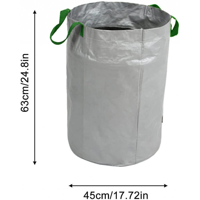 Pack 120l Garden Waste Bags Reusable Tear Resistant Waterproof With Handles Waste Collection Bin For Lawn Pool 45 X 63cm