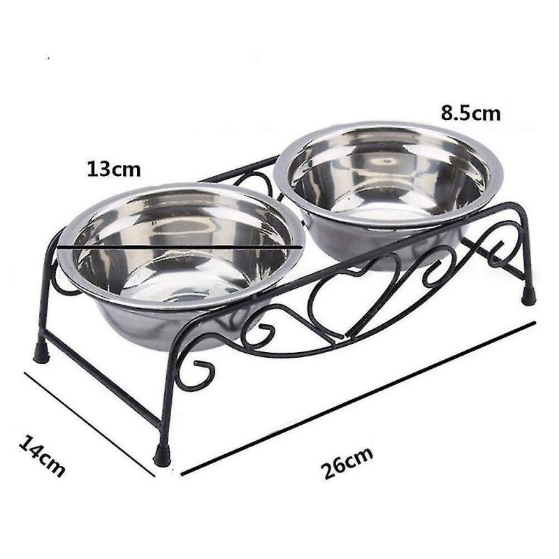 Bols d’eau alimentaire doubles en acier inoxydable surélevés avec support en métal pour mangeoire pour chiens et chats