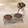 Bols d’eau alimentaire doubles en acier inoxydable surélevés avec support en métal pour mangeoire pour chiens et chats