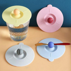 Silicone Cup Cover Food Grade Dustproof Leak-proof Sealed Clamping Spoon Household Water Bottle Silicone Cup Cover Food Grade Dustproof Leak-proof Sealed Clamping Spoon Household Water Bottle