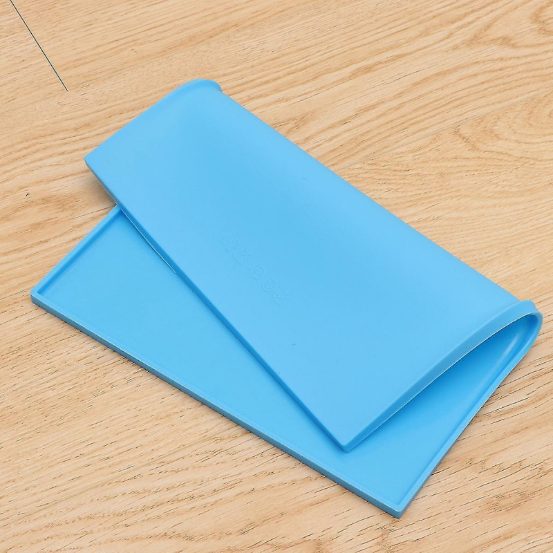 Silicone Pet Food Mat Premium Waterproof Non-stick Dog Cat Food Feeding Bowl Placemat Washable Pad (blue)