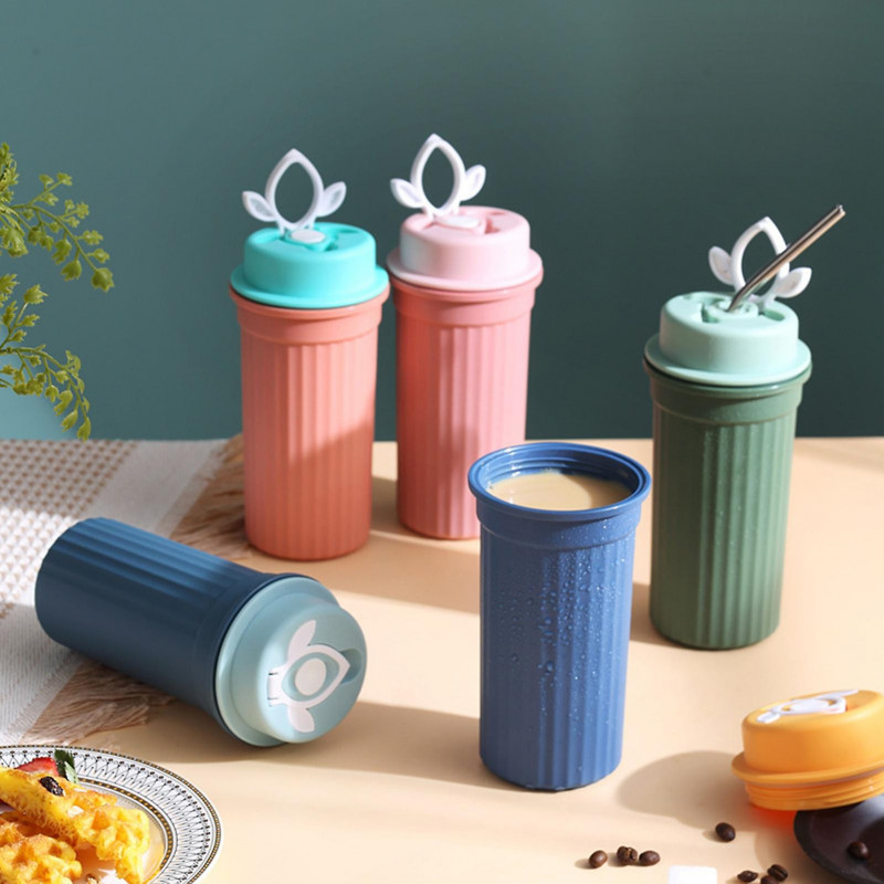 350ml Water Cup Leak-proof Large Capacity Plastic Airtight Beverage Coffee Milk Cup Household Supplies
