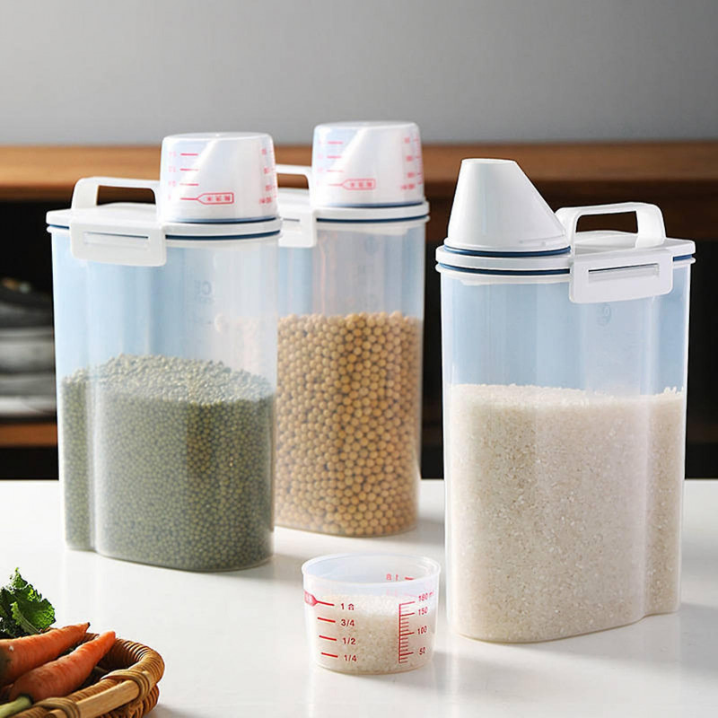 Home Pp Plastic Beans Grain Storage Tank Kitchen Food Rice Sealed Container