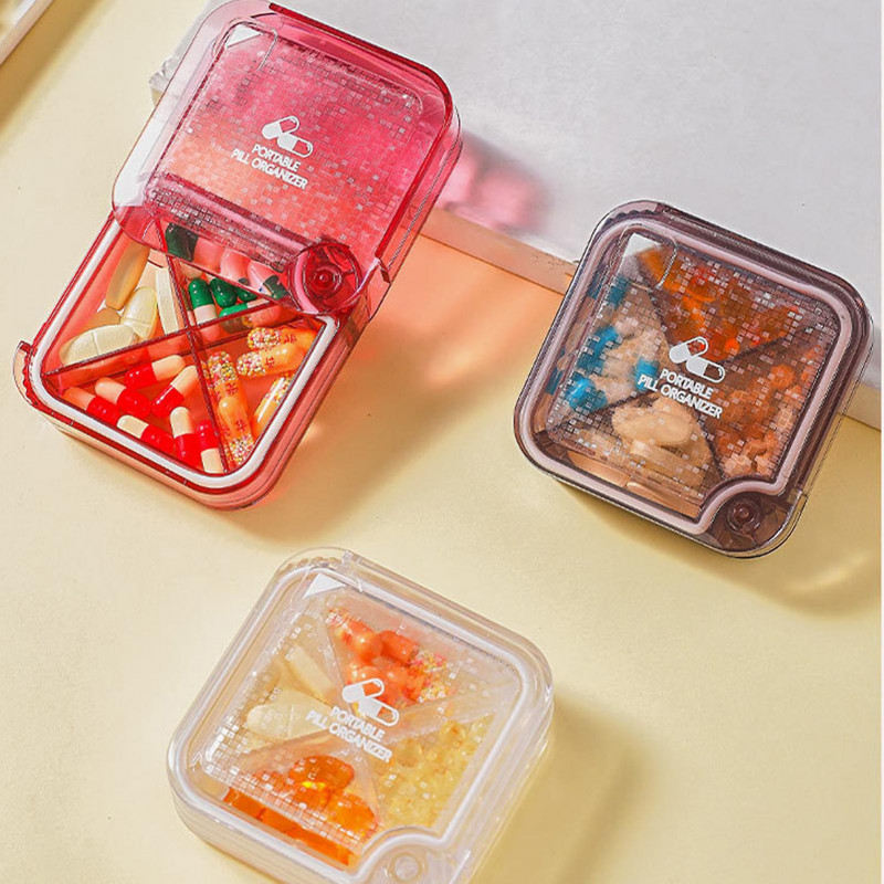 Small Pill Box Four Compartments Transparent Food Grade No Odor Dustproof Moisture-proof Travel Business Trip Pill [...]