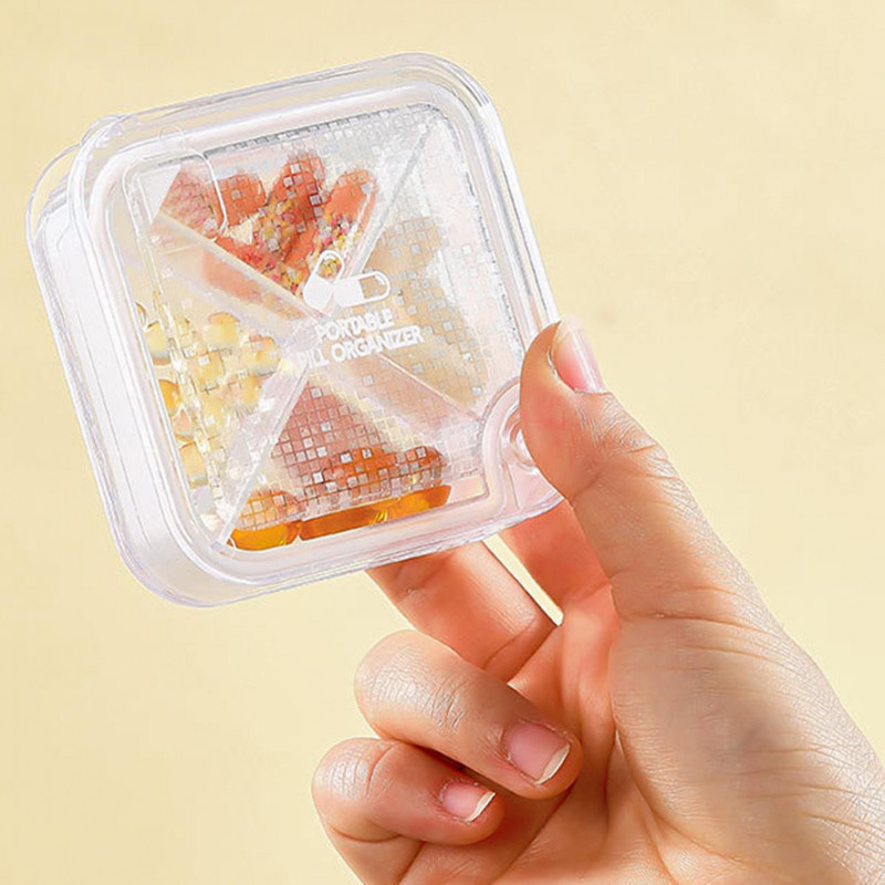 Small Pill Box Four Compartments Transparent Food Grade No Odor Dustproof Moisture-proof Travel Business Trip Pill [...]