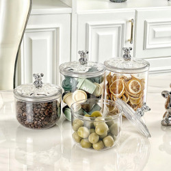 900/1400ML Clear Sealed Jar with Bear Handle Airtight Lid Large Capacity Multi-functional Dry Goods Nuts Grain [...]