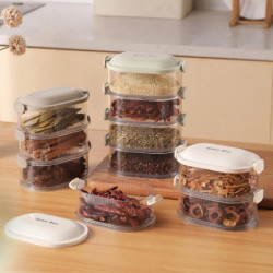 Single Dual Layer Stackable Seasoning Box Strong Seal Watertight Space-Saving Spice Jar Stackable Food Sealing Box [...]