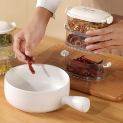 Single Dual Layer Stackable Seasoning Box Strong Seal Watertight Space-Saving Spice Jar Stackable Food Sealing Box [...]