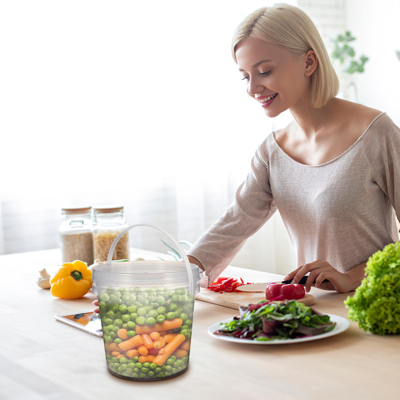 4pcs Transparent Storage Bucket Ice Cream Food Bucket Storage Tank with Lid