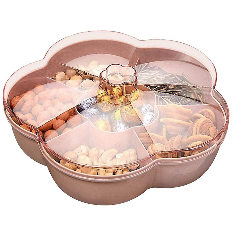 Storage Box, Flower Shape Tray with Lid, Food Storage Box,Fruit Box Container,Pink