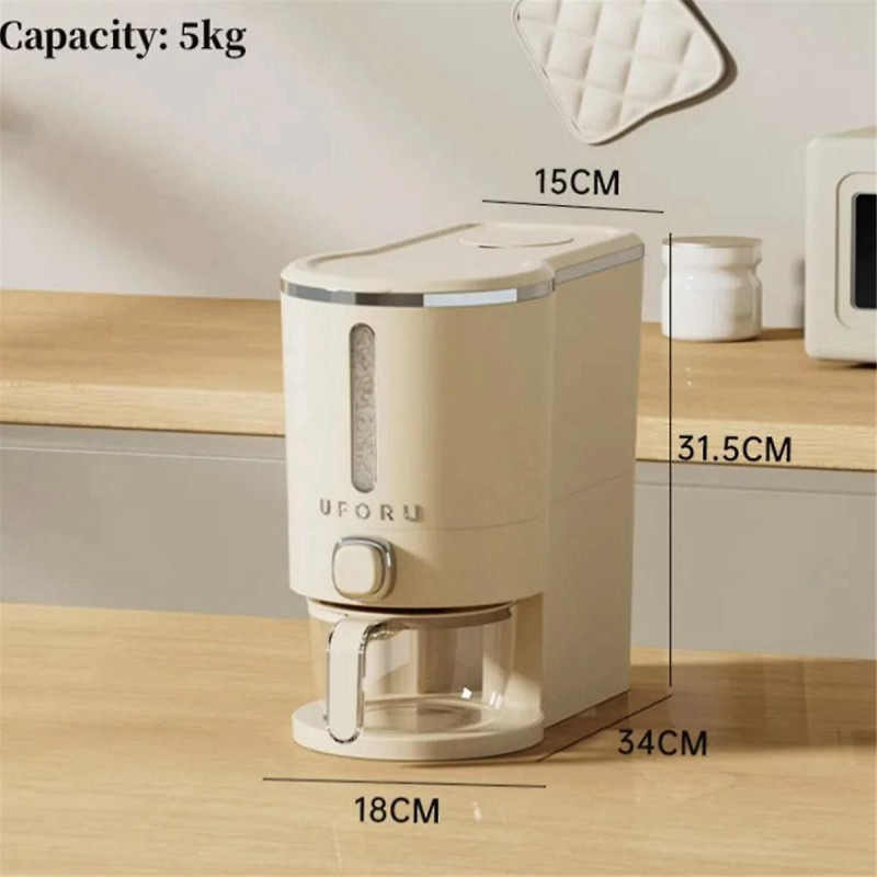 Sealed Rice Bucket Kitchen Rice Storage Box Moisture Proof Insect-Proof Flap Rice Bucket with Cup 5