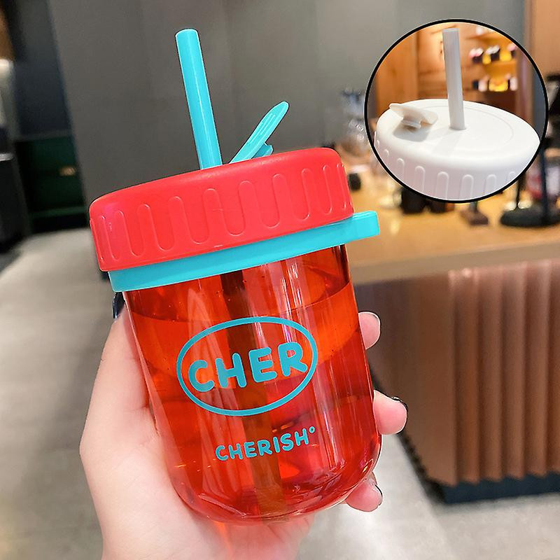 Small Capacity Portable Plastic Coffee Cup Red (Straw) 300ML