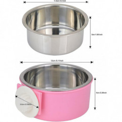 Stainless Steel Dog Cat Food Bowl Pet Feeder 2 In 1 Hanging Bowl Attach Cage Mount For Small Pets Stainless Steel Dog Cat Food Bowl Pet Feeder 2 In 1 Hanging Bowl Attach Cage Mount For Small Pets