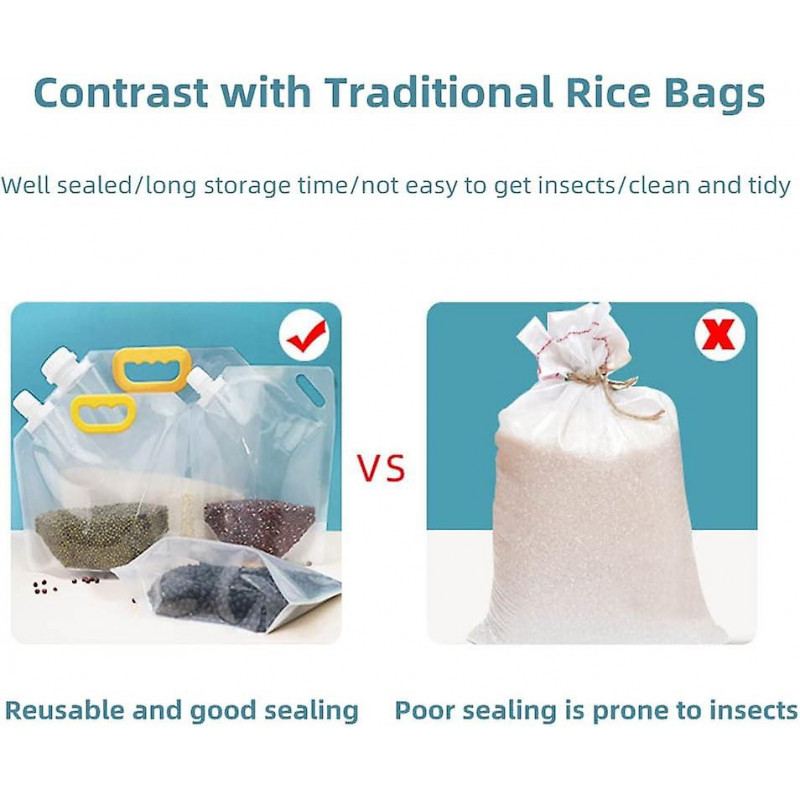 10 Pcs Grain Moisture-Proof Sealed Bag, Reusable Large-Capacity Grain Storage Bags, Stand Up Transparent Food [...]