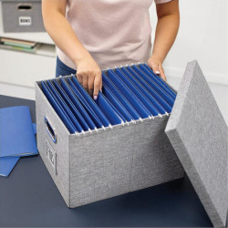 Foldable Linen Storage Box with Lid and Metal Handle Foldable Linen Storage Box with Lid and Metal Handle
