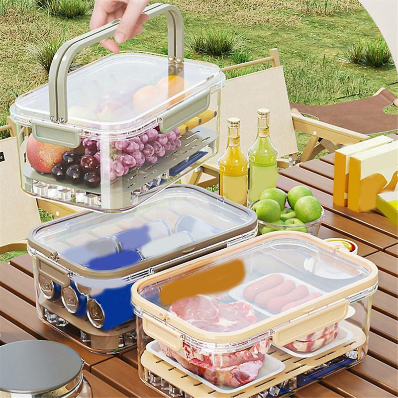 Portable Refrigerator Fresh-Keeping Box,Large-Capacity Portable Crisper with Handle,Fruit Storage C