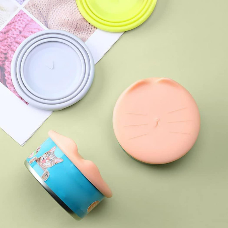 Pet Food Can Cover: Rubber Universal Dog Food Can Lid Cover Circle Lightweight Kitten Food Can Top For Puppy [...]