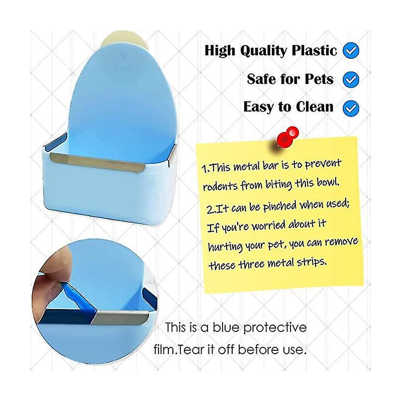 Rabbit Food Bowl Food Box Feed Box Automatic Feeder Overturned Trough 2 Pieces Blue