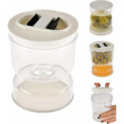 Pickle Olive Hourglass Jar - Airtight Food Container with Strainer Lid Pickle Olive Hourglass Jar - Airtight Food Container with Strainer Lid