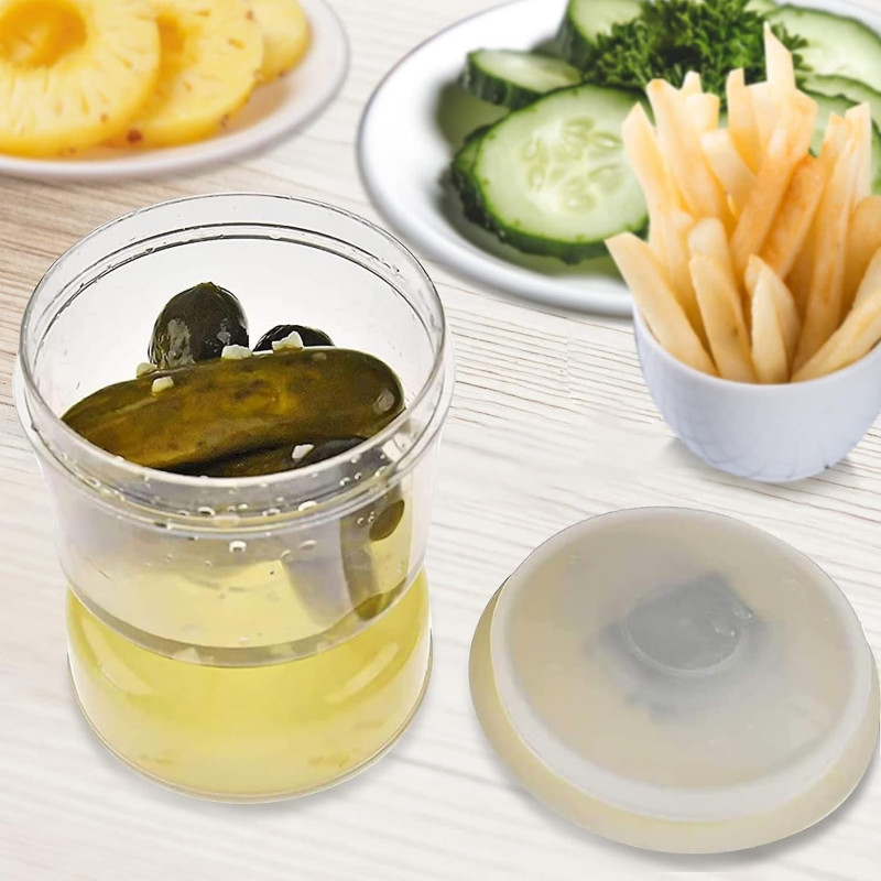 Pickle Olive Hourglass Jar - Airtight Food Container with Strainer Lid