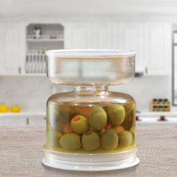 Pickle Olive Hourglass Jar - Airtight Food Container with Strainer Lid Pickle Olive Hourglass Jar - Airtight Food Container with Strainer Lid