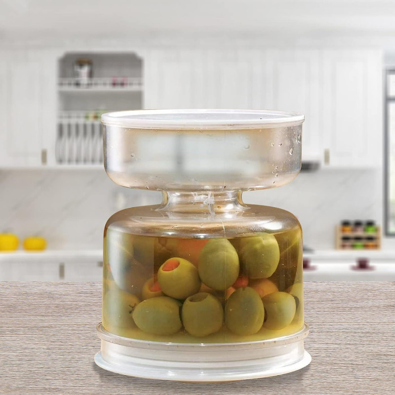 Pickle Olive Hourglass Jar - Airtight Food Container with Strainer Lid