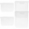 4pcs Transparent Plastic Box Airtight Seasoning Storage Jar Multi-functional Grains Cereals Organizer