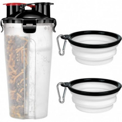 Travel Dog Water Bottle And Bowl, Acsergery Portable Pet Food Container 2-in-1 Gift Travel Dog Water Bottle And Bowl, Acsergery Portable Pet Food Container 2-in-1 Gift