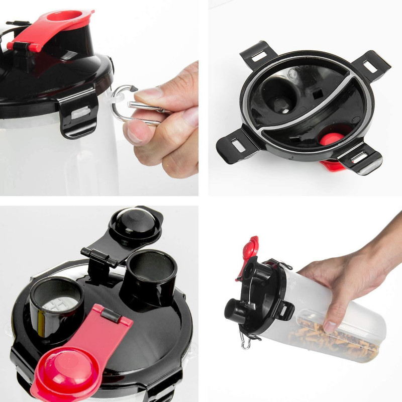 Travel Dog Water Bottle And Bowl, Acsergery Portable Pet Food Container 2-in-1 Gift