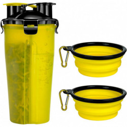 Travel Dog Water Bottle And Bowl, Acsergery Portable Pet Food Container 2-in-1 Gift Travel Dog Water Bottle And Bowl, Acsergery Portable Pet Food Container 2-in-1 Gift
