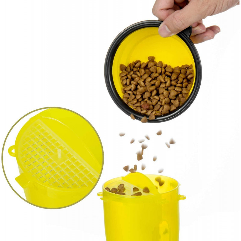 Travel Dog Water Bottle And Bowl, Acsergery Portable Pet Food Container 2-in-1 Gift