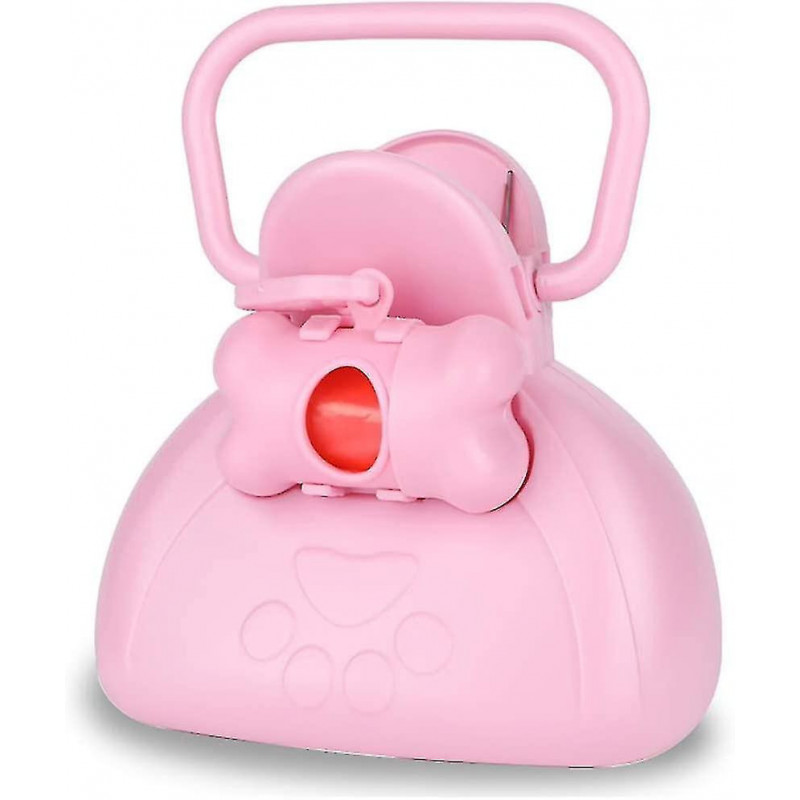 Pet Jaw Scoop Portable Dog Poop Scooper Sanitary Dog Waste Pick Up Dog Waste Cleaner Pooper Scooper Bags Included (pink)