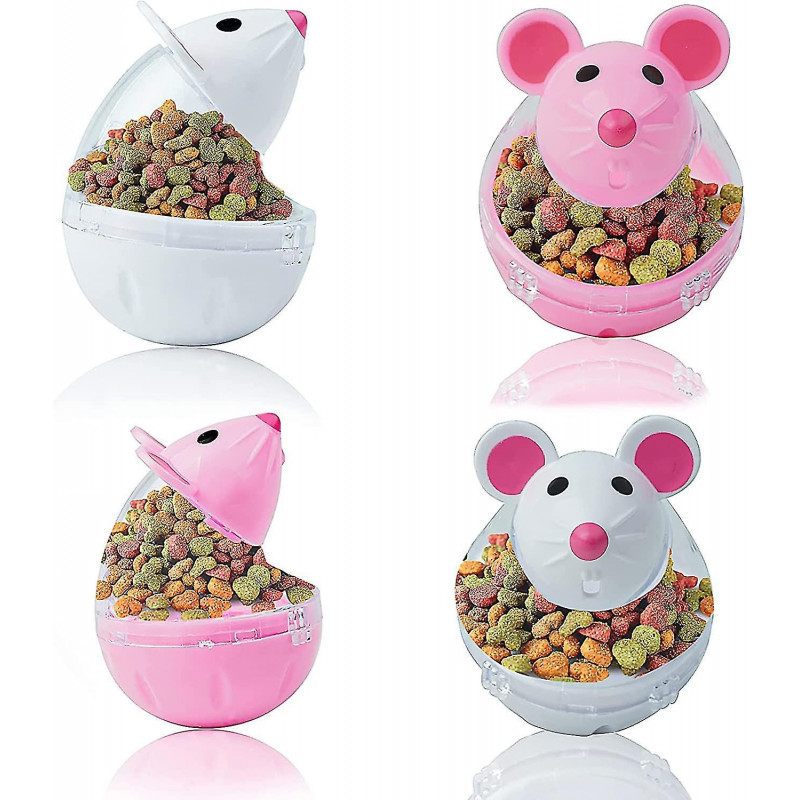 4 Pack Cat Food Dispenser Cat Treats Toys Feeder Toys for Interactive IQ Treats Training Mouse Shape