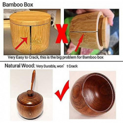 2-piece Set-wooden Salt Box Container Holder Spice Jar Seasoning Bowl Condiment Container Storage Box With Lid And [...]