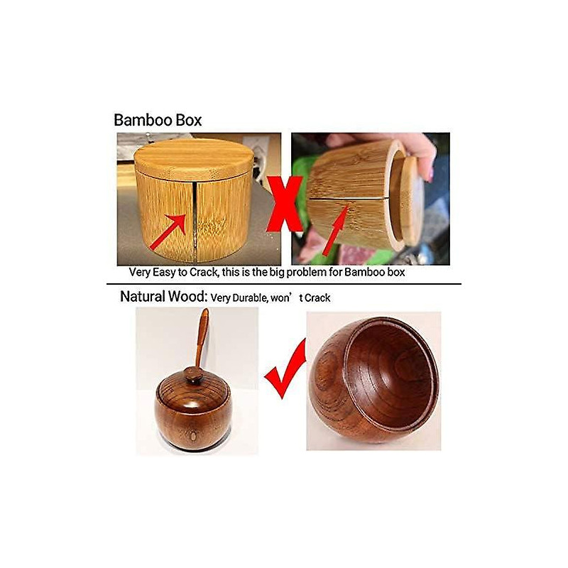 2-piece Set-wooden Salt Box Container Holder Spice Jar Seasoning Bowl Condiment Container Storage Box With Lid And [...]