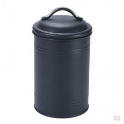 2x300ml Kitchen Metal Food Spice Seasoning Airtight Canister Jar Black 2x300ml Kitchen Metal Food Spice Seasoning Airtight Canister Jar Black