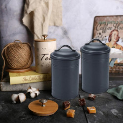 2x300ml Kitchen Metal Food Spice Seasoning Airtight Canister Jar Black 2x300ml Kitchen Metal Food Spice Seasoning Airtight Canister Jar Black
