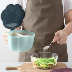 Creative Cat Paw Detachable 4 Grids Pressing Lid Seasoning Box With Spoons