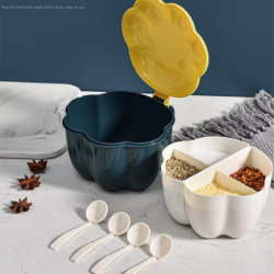 Creative Cat Paw Detachable 4 Grids Pressing Lid Seasoning Box With Spoons