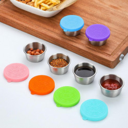 6pcs Food Containers Silicone Lids Food Grade Small Dipping Sauce Cups Lids For Picnics Barbecues Parties Use