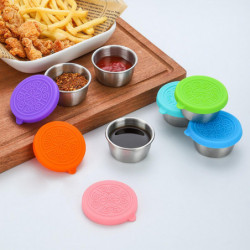 6pcs Food Containers Silicone Lids Food Grade Small Dipping Sauce Cups Lids For Picnics Barbecues Parties Use