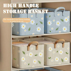 Daisies Pattern Pants Storage Box Large Capacity Stackable Storage Case For Bedroom
