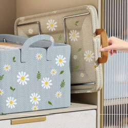 Daisies Pattern Pants Storage Box Large Capacity Stackable Storage Case For Bedroom